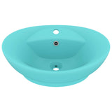 VidaXL Washbasin with landing oval 58.5x39 cm ceramic matt light green