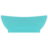 Vidaxl wastafel met overloop ovaal 58,5x39 cm keramiek mat lichtgroen