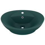 Vidaxl Washbasin z pristaniščem oval 58,5x39 cm keramika matt temno zelena