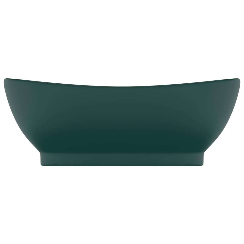 Vidaxl Washbasin z pristaniščem oval 58,5x39 cm keramika matt temno zelena