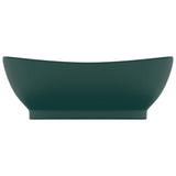 Vidaxl Washbasin z pristaniščem oval 58,5x39 cm keramika matt temno zelena