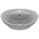 Vidaxl wastafel met overloop ovaal 58,5x39 cm keramiek mat lichtgrijs