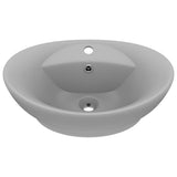 Vidaxl Washbasin med landing oval 58,5x39 cm keramisk matt lysegrå