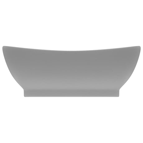 Vidaxl wastafel met overloop ovaal 58,5x39 cm keramiek mat lichtgrijs