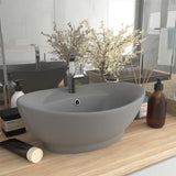 Vidaxl Washbasin con aterrizaje ovalado 58.5x39 cm Cerámico Matt gris claro