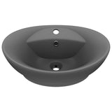 Vidaxl Washbasin con aterrizaje ovalado 58.5x39 cm Cerámico Matt gris oscuro