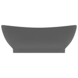 Vidaxl wastafel met overloop ovaal 58,5x39 cm keramiek mat donkergrijs