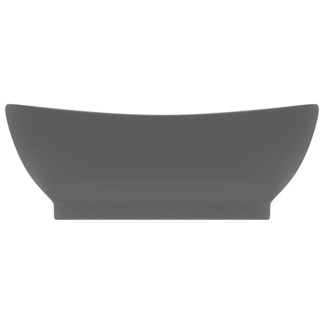 Vidaxl wastafel met overloop ovaal 58,5x39 cm keramiek mat donkergrijs