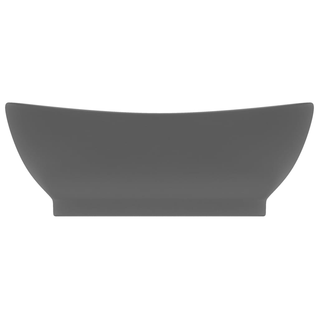 Vidaxl Washbasin z pristaniščem oval 58,5x39 cm keramika matt temno siva