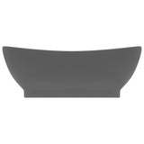 Vidaxl Washbasin con aterrizaje ovalado 58.5x39 cm Cerámico Matt gris oscuro