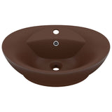 Vidaxl Washbasin z lądującym owalnym 58,5x39 cm ceramiczny matowy ciemnobrązowy