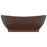 Vidaxl Washbasin med landing oval 58,5x39 cm keramisk matt mørkebrun