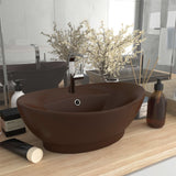 Vidaxl Washbasin med landing Oval 58,5x39 cm keramisk matt mørkebrun