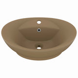 Vidaxl wastafel met overloop ovaal 58,5x39 cm keramiek matcrème