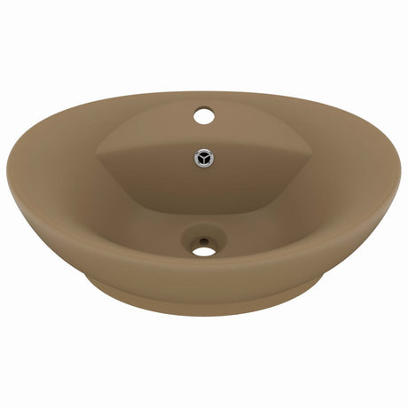 Vidaxl wastafel met overloop ovaal 58,5x39 cm keramiek matcrème