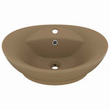 VidaXL Washbasin with landing oval 58.5x39 cm ceramic mat cream