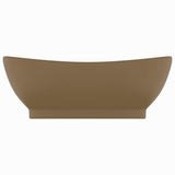 Vidaxl wastafel met overloop ovaal 58,5x39 cm keramiek matcrème