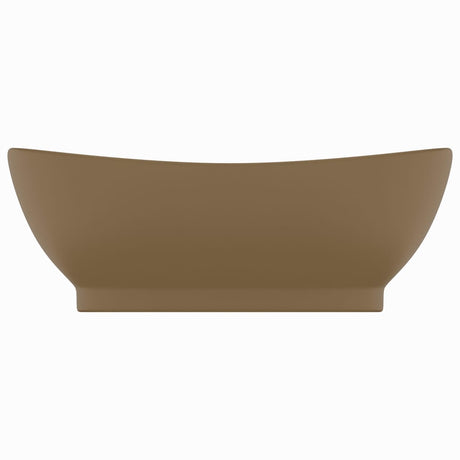 Vidaxl wastafel met overloop ovaal 58,5x39 cm keramiek matcrème