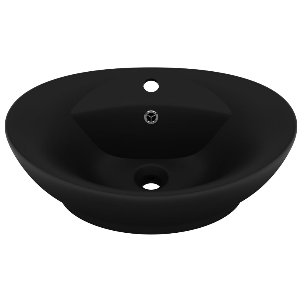 Vidaxl Washbasin med landing oval 58,5x39 cm keramisk mat sort