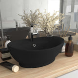 Vidaxl Washbasin con oval di atterraggio 58.5x39 cm in ceramica nero