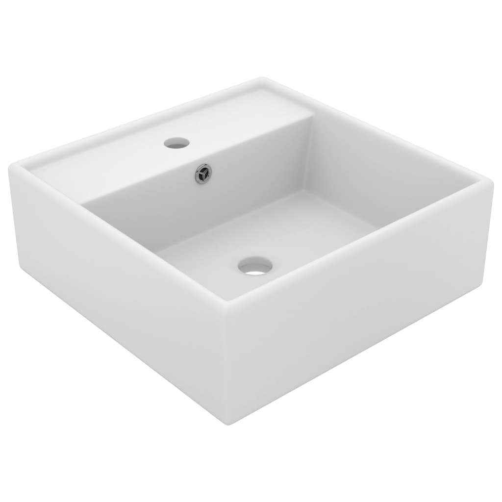 Vidaxl Washbasin con cuadrado de aterrizaje de 41x41 cm Mat de cerámica blanca