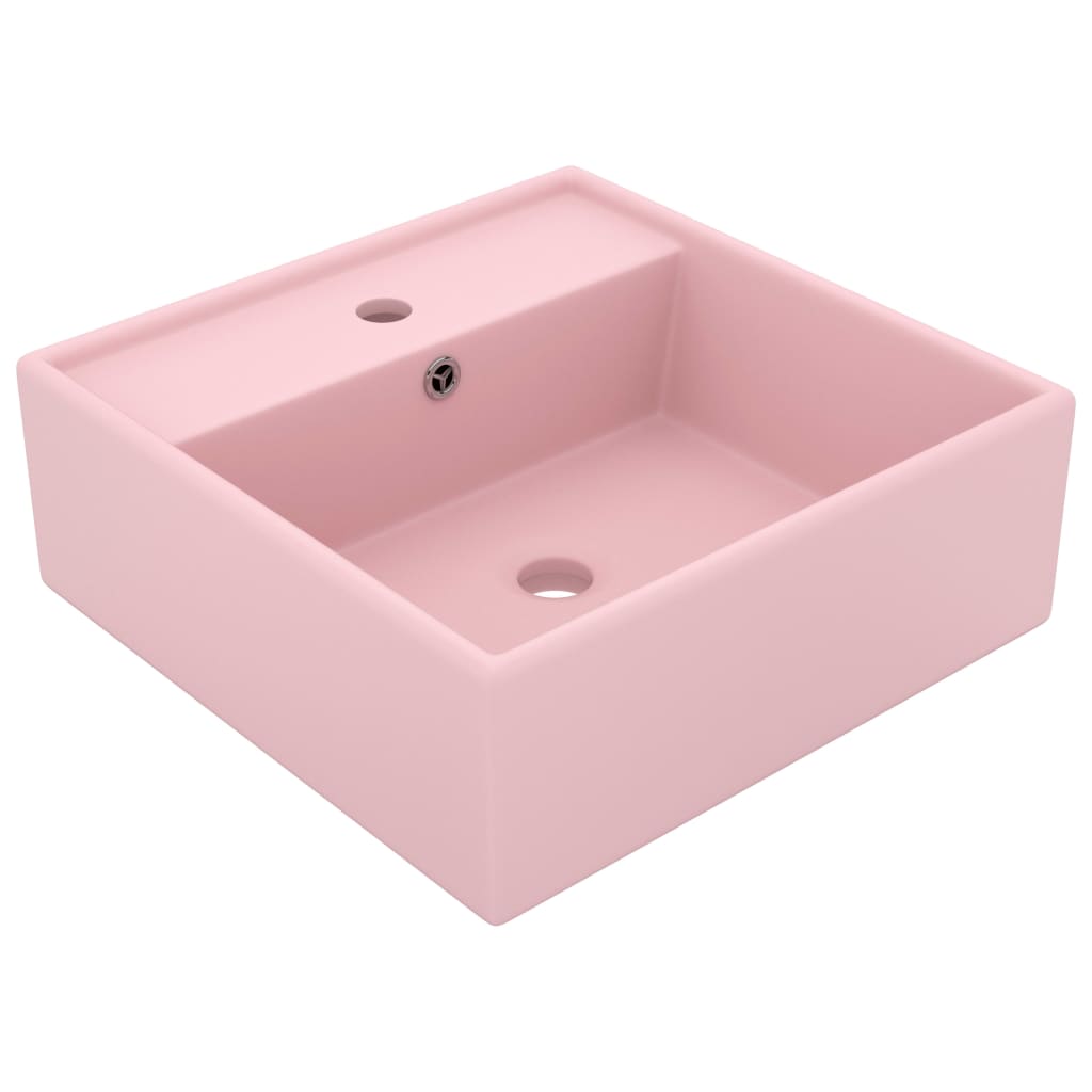 Vidaxl Washbasin s pristajalnim kvadratom 41x41 cm keramično podplat roza