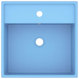 Vidaxl wastafel met overloop vierkant 41x41 cm keramiek mat lichtblauw
