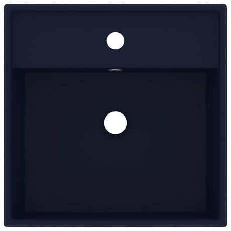 Vidaxl wastafel met overloop vierkant 41x41cm keramiek mat donkerblauw