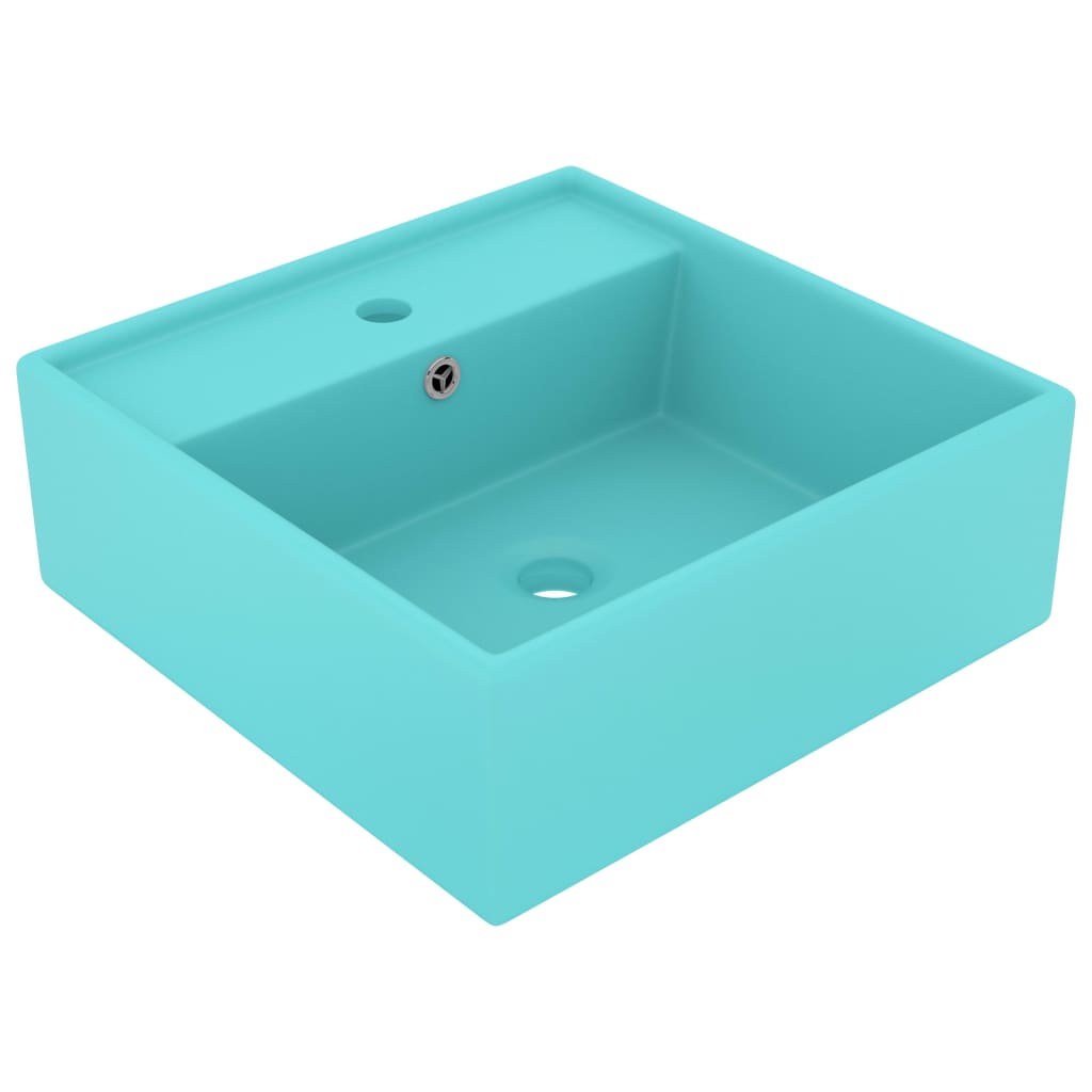 Vidaxl Washbasin con cuadrado de aterrizaje de 41x41 cm Cerámico Matt claro verde