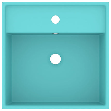 Vidaxl wastafel met overloop vierkant 41x41 cm keramiek mat lichtgroen