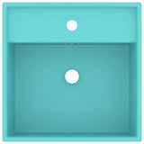 Vidaxl wastafel met overloop vierkant 41x41 cm keramiek mat lichtgroen