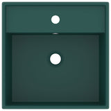 Vidaxl wastafel met overloop vierkant 41x41cm keramiek mat donkergroen