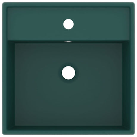 Vidaxl wastafel met overloop vierkant 41x41cm keramiek mat donkergroen
