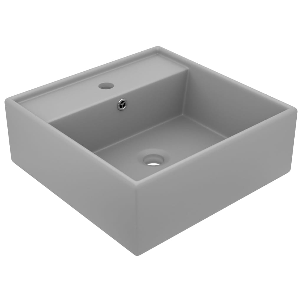 Vidaxl Washbasin con cuadrado de aterrizaje de 41x41 cm Cerámico Matt gris claro