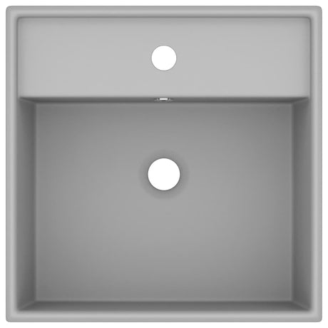 Vidaxl wastafel met overloop vierkant 41x41 cm keramiek mat lichtgrijs