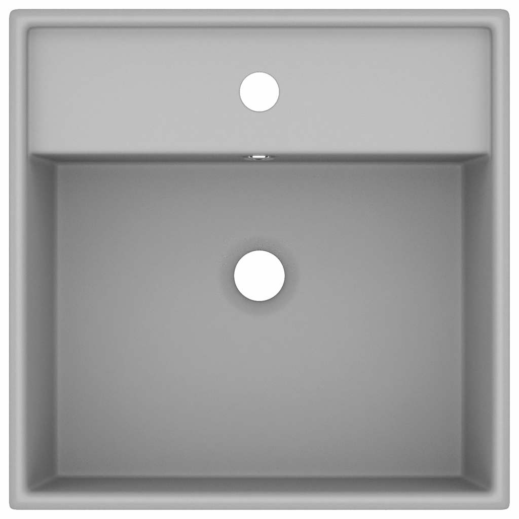 Vidaxl wastafel met overloop vierkant 41x41 cm keramiek mat lichtgrijs