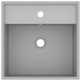 Vidaxl wastafel met overloop vierkant 41x41 cm keramiek mat lichtgrijs