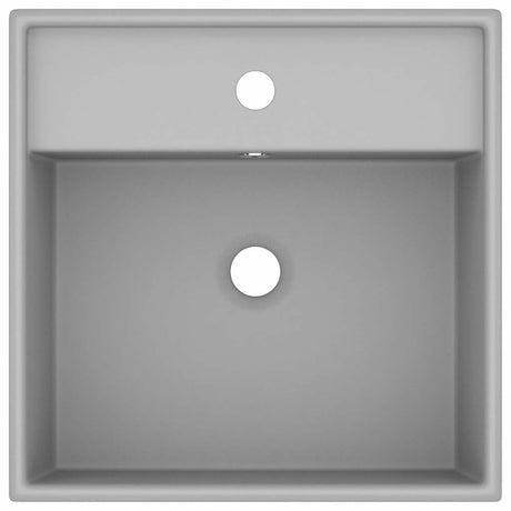 Vidaxl wastafel met overloop vierkant 41x41 cm keramiek mat lichtgrijs