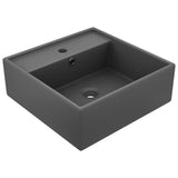 Vidaxl Washbasin con cuadrado de aterrizaje de 41x41 cm Cerámico Matt Dark Grey