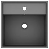Vidaxl wastafel met overloop vierkant 41x41cm keramiek mat donkergrijs