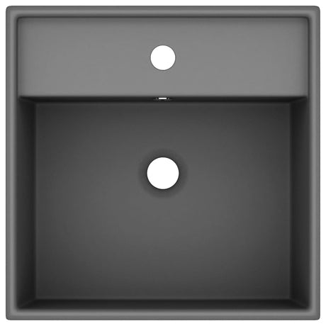 Vidaxl wastafel met overloop vierkant 41x41cm keramiek mat donkergrijs