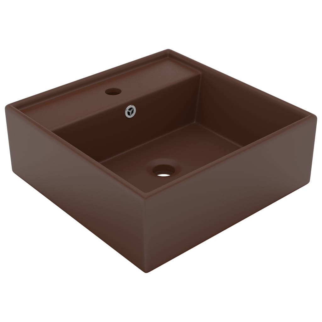 Vidaxl Washbasin s přistávacím náměstí 41x41cm keramic Matt Dark Brown