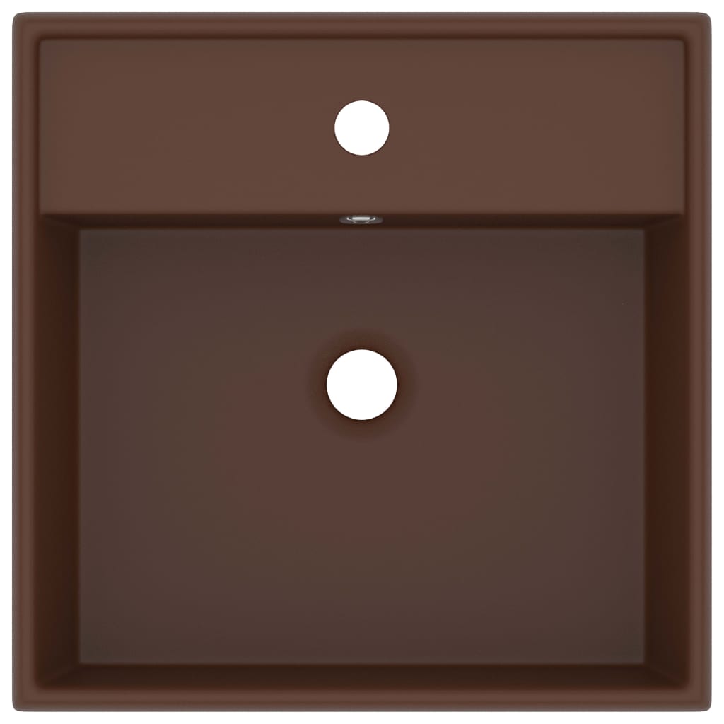 VidaXL Washbasin with landing square 41x41cm ceramic matt dark brown