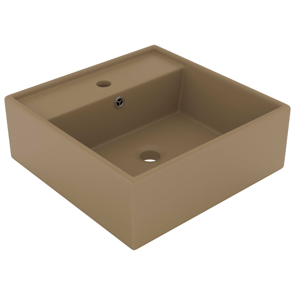 VidaXL Washbasin with landing square 41x41 cm Ceramic mat cream