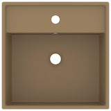 Vidaxl wastafel met overloop vierkant 41x41 cm keramiek matcrème
