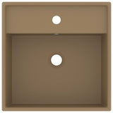 VidaXL Washbasin with landing square 41x41 cm Ceramic mat cream