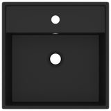 Vidaxl wastafel met overloop vierkant 41x41 cm keramiek matzwart