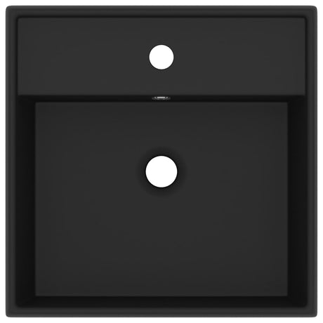 Vidaxl wastafel met overloop vierkant 41x41 cm keramiek matzwart