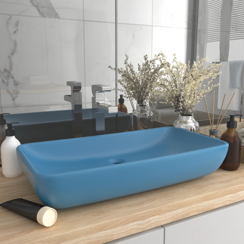 Vidaxl Washbasin rectangular 71x38 cm cerámica mate azul claro