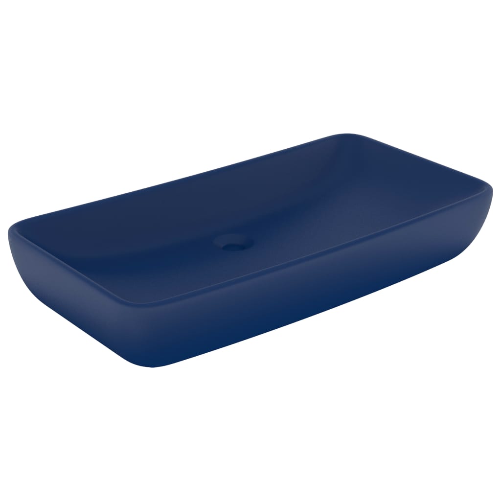 Vidaxl Washbasin Rectangular 71x38 cm Mat de cerámica azul oscuro